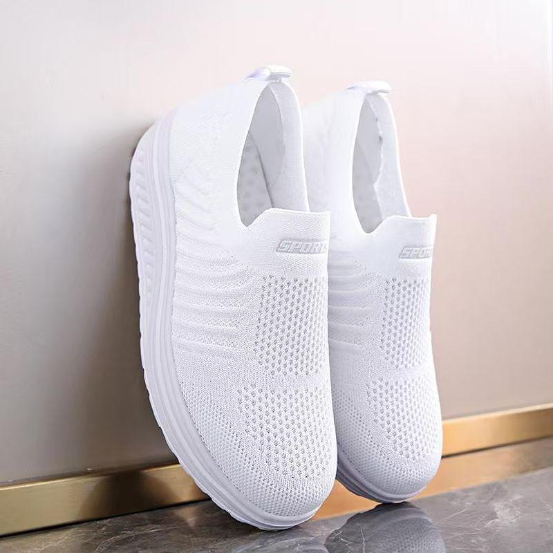 Damen Dicker Sohle Netz Kleine Weiße Schuhe Frühling Sommer Neu Runde Zehenpartie Zum Hineinschlüpfen Leicht Atmungsaktiv Freizeit Turnschuhe Laufschuh