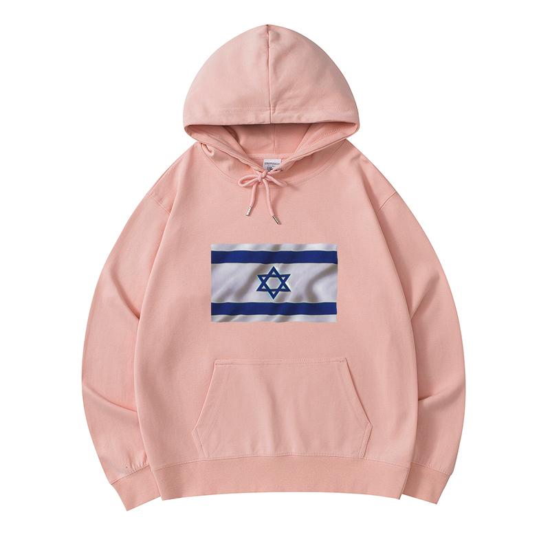 Cheap 300 GSM Men's Healthy Cotton Hoodies Israel Flag Futuristic Blue