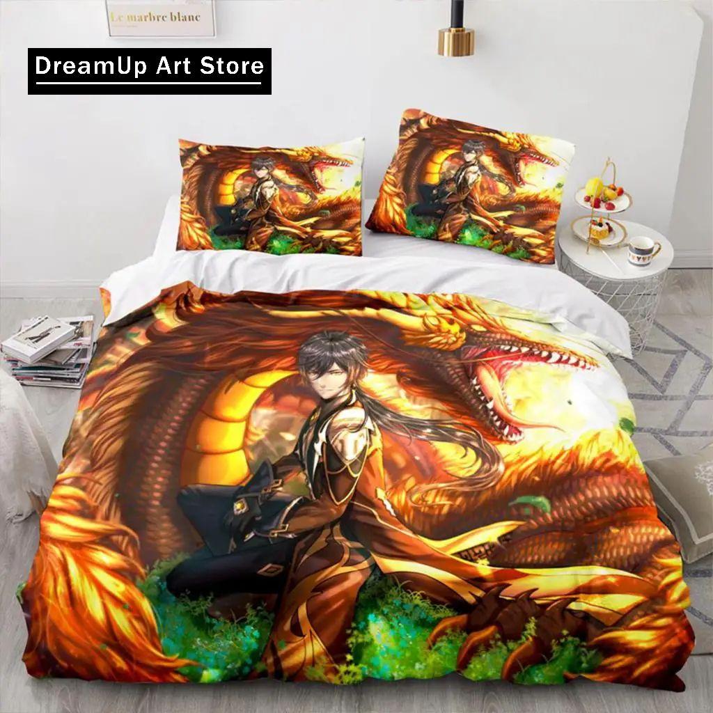 3D Print Anime Genshin Impact Xiao Bedding Set Boys Girls Twin Queen Full Size Duvet Cover Pillowcase Bed Adult Bedroom