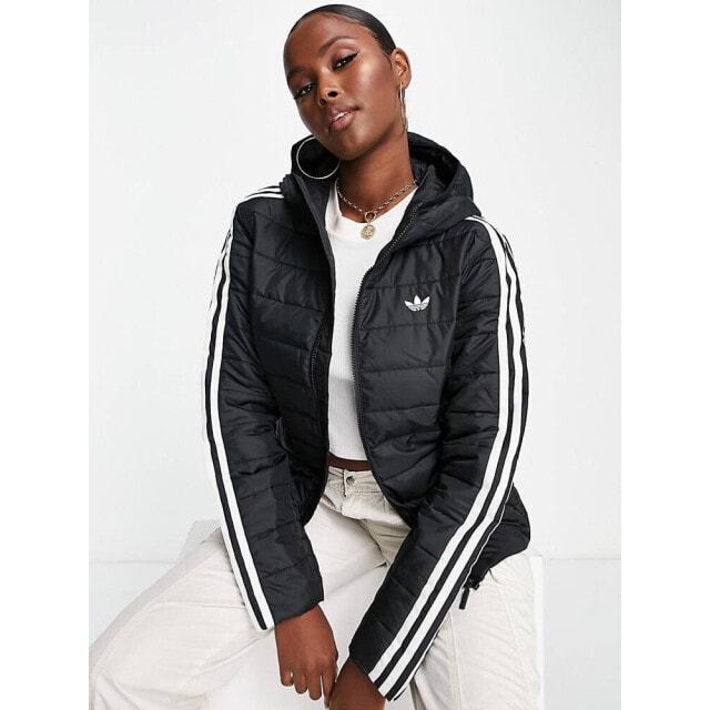 

Черная узкая пуховая куртка с трилистником adidas Originals