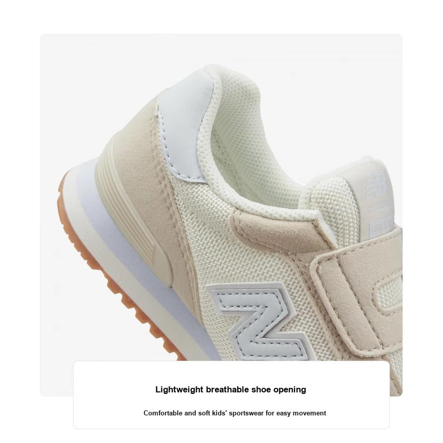 New Balance Nb 515 Comfortable Versatile Breathable Low Top Running Shoes Kids Sneaker White Light-Beige PV515CE