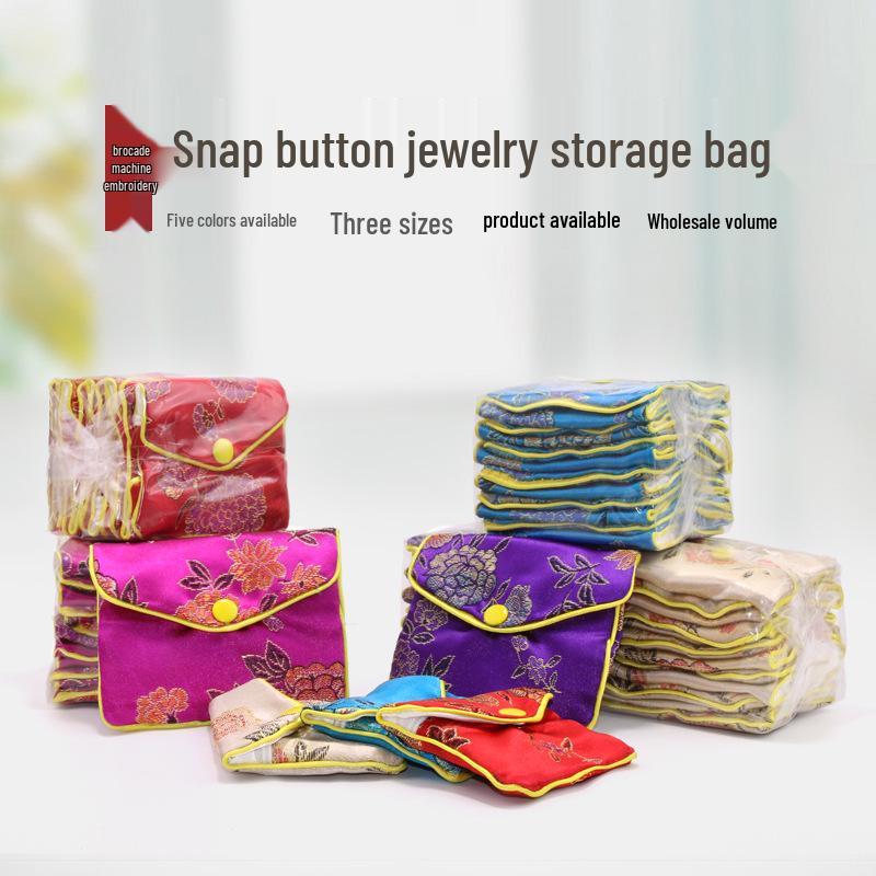 Brocade Zipper Jewelry Pouches and Boxes - Cloth Bracelet Bags for Jewelry Packaging