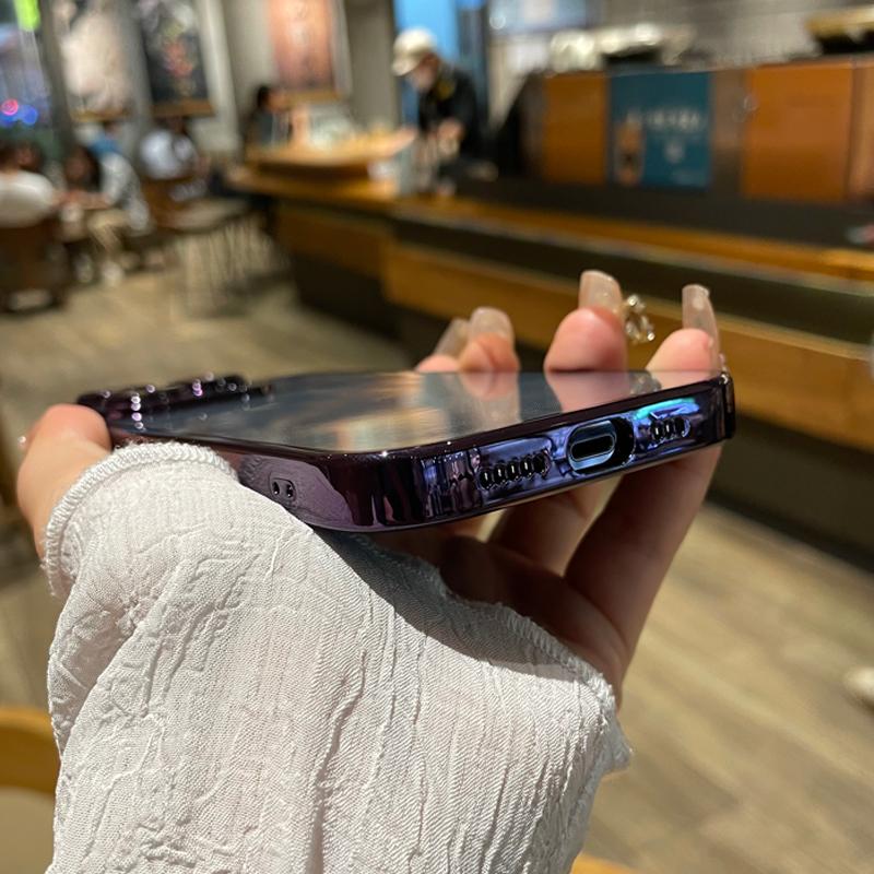 Plating Transparent Silicone Case For IPhone 15 14 Plus 13 11 12 15 Pro Max Mini XR X XS 7 8 SE Lens Shockproof Acrylic Cover