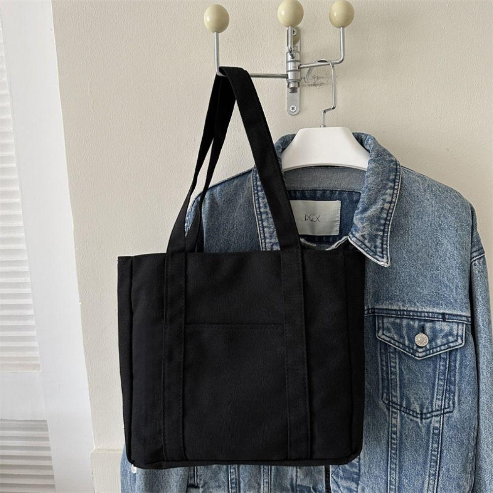 Comfortable Handle Large-capacity Canvas Bag Solid Color Women's Handbag  Student