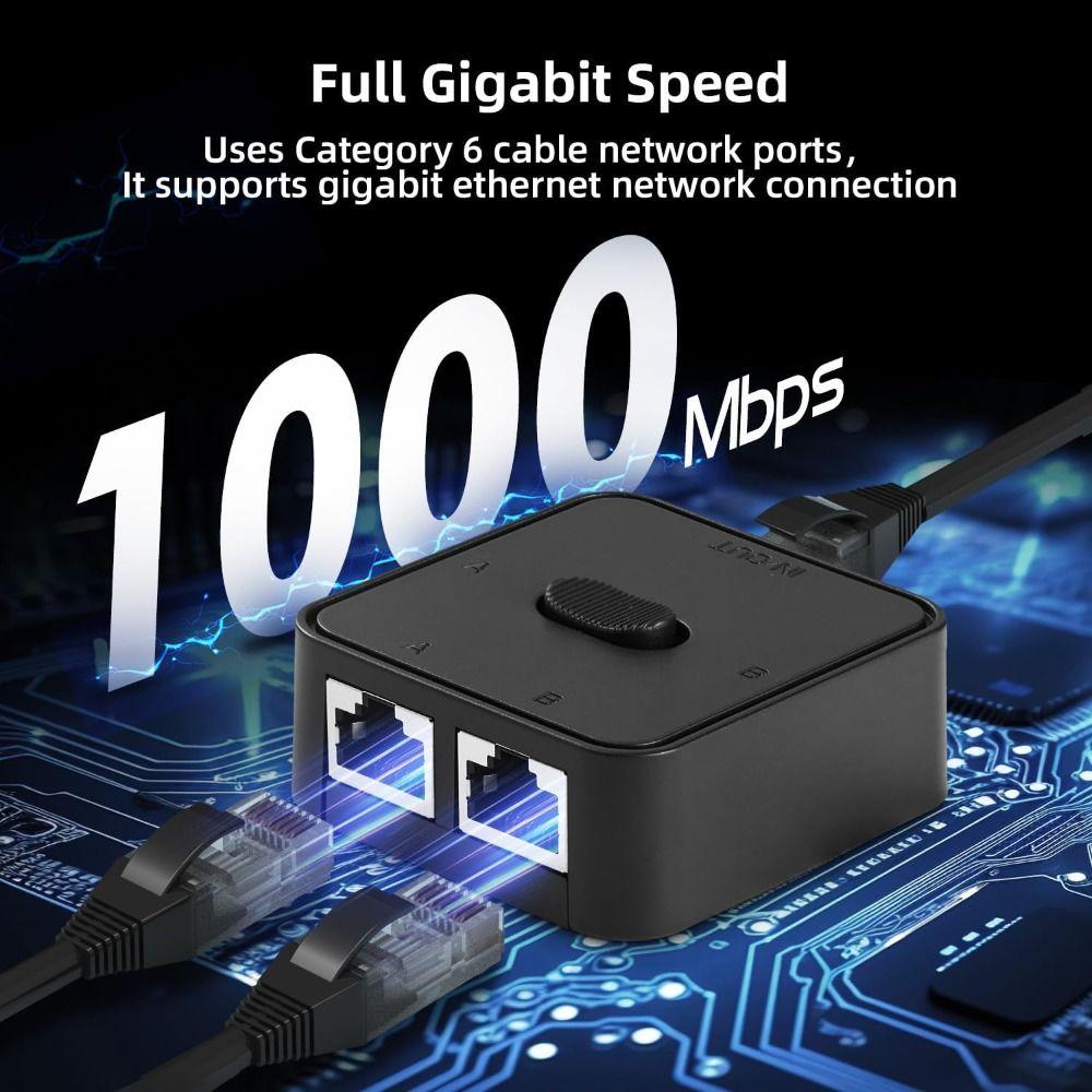 RJ45 Ethernet Adapter Bidirectional Passive Ethernet Selector Gigabit Network Switcher  Server Room