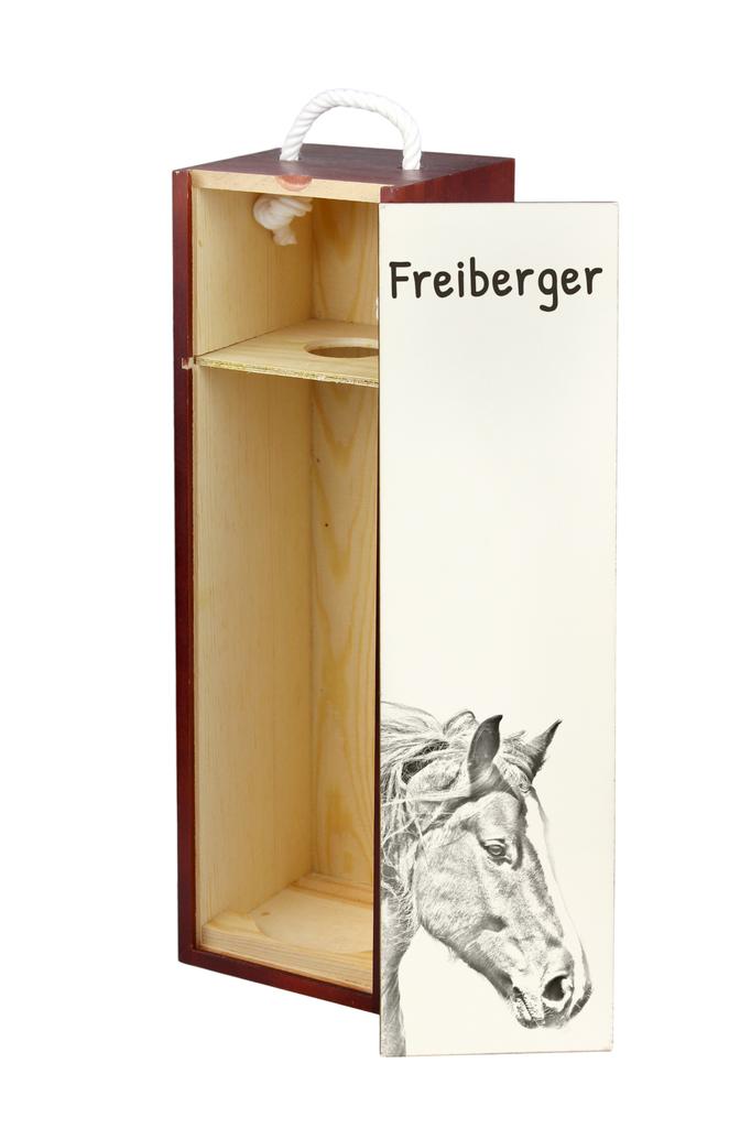 Freiberger - Wine Box with a Horse, Alcohol Box with Graphics, Personalized Gift Box from the Art-Dog Brand
