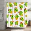 Adorable Cactus Decor Shower Curtain for Bathroom Green Succulent Pattern with Flower Pot Design for Kids Room or Living Space D