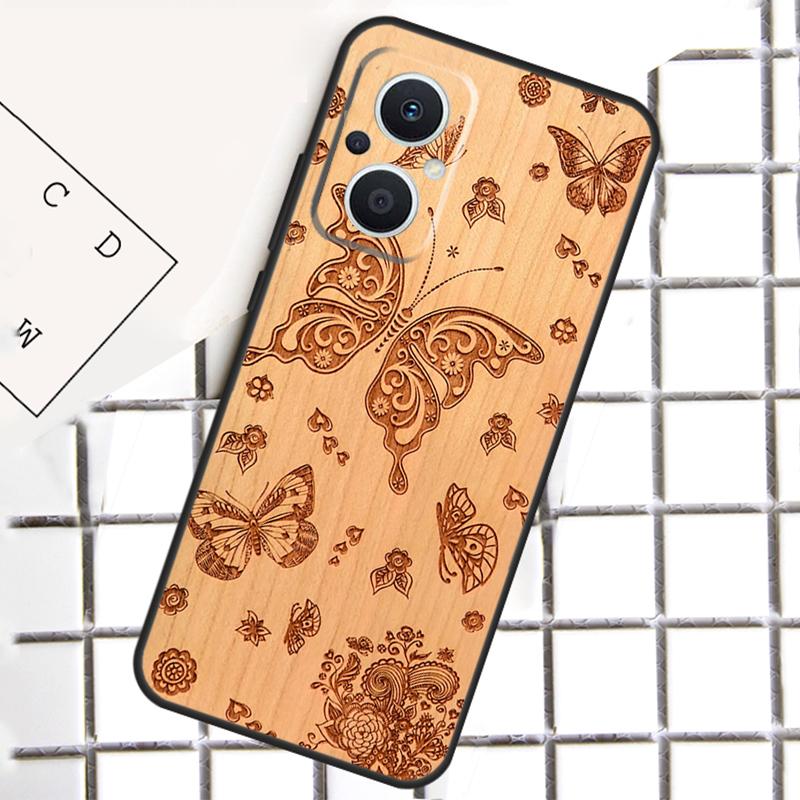 

Wolf Bike Butterfly Wood Phone Case For OPPO Reno 14F 10 11 12 13 F 14 Pro 8T 7 8 Lite OPPO Find X8 X6 X5 X9 Pro Cover OPPO Reno11 Pro