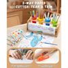 Paper Roll Dispenser for Art Bamboo Tabletop Easel with Blank Patterned Paper Rolls 12 Pigments Drawing Tools Pen Cups Craft St