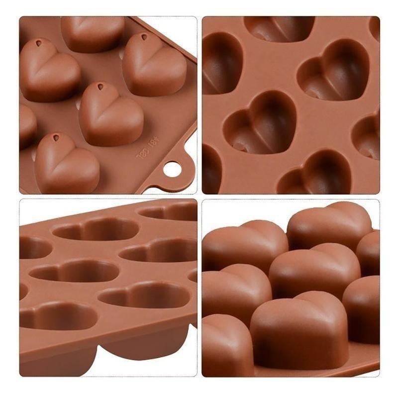 Silicone Romantics 15 Heart-shaped Mini Cake Mold For Chocolate Desserts Pudding Baking Cakes Decorating Tool Molds Pan