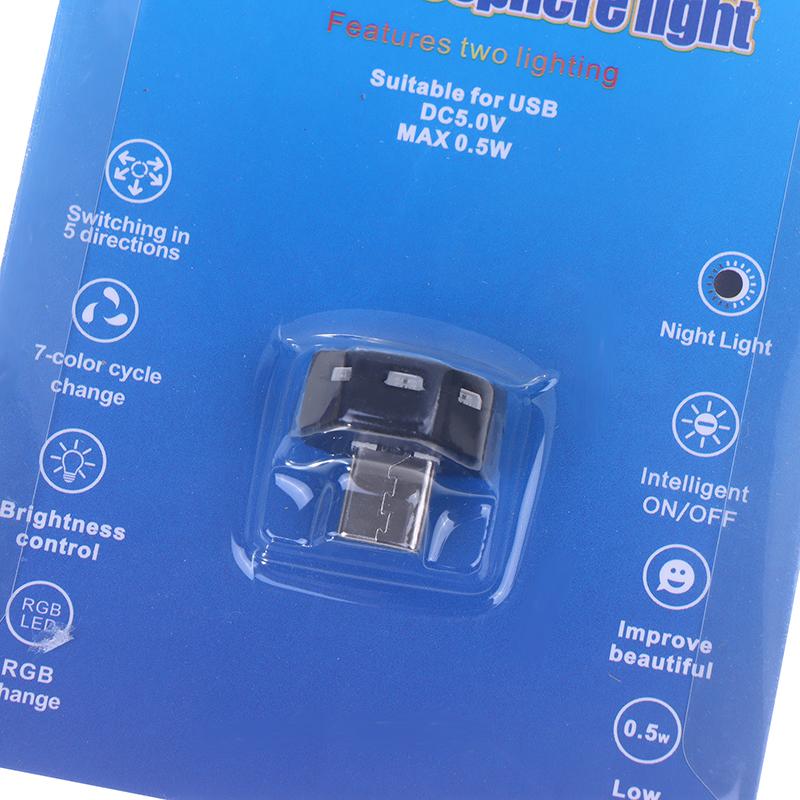 Mini Car Light Type-C Led Ambient Night Light Decorative Neon Lamp Auto Interior Atmosphere Emergency Light
