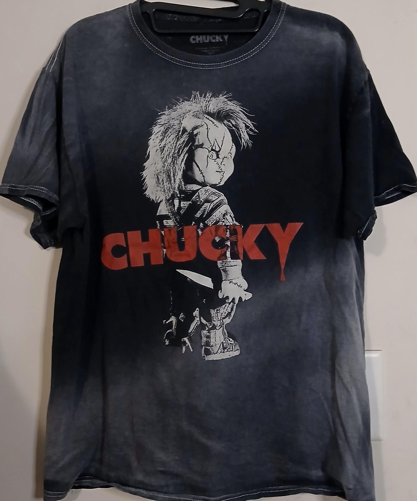 Chucky Child s Play Washed Black T Mens Large Double Sided Horror 2021 Unisex T-Shirt L
