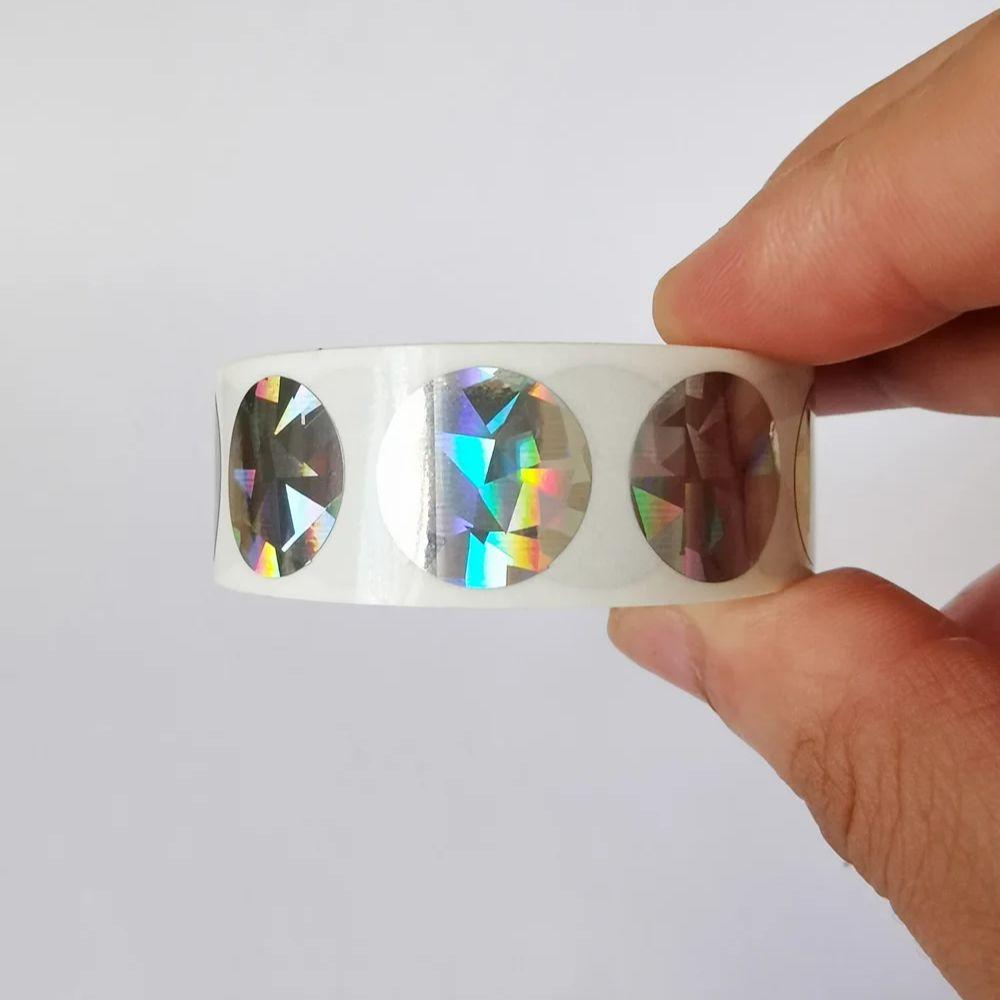 1000Pcs 0.63 Inch Scratch Off Stickers 16mm Round Holographic Silver Color Metallic Hologram game Scratch Off Card
