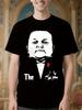 Funny Hasbulla Godfather - Black Tee with Formal Suit & Red Rose Graphic T-shirt