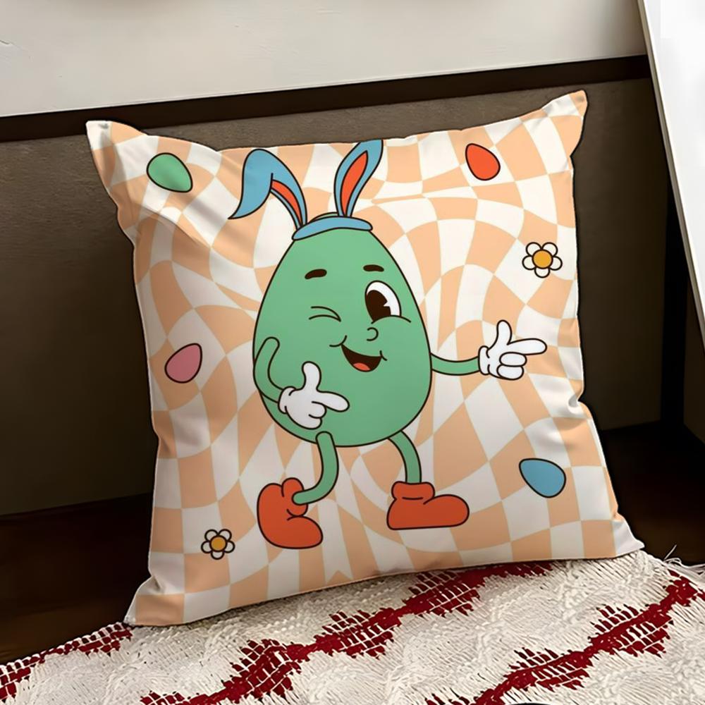 Easter Day Cushion Cover Reversible Soft Durable Pillow Cover Home Car MultiScene Use for Daily Comfort