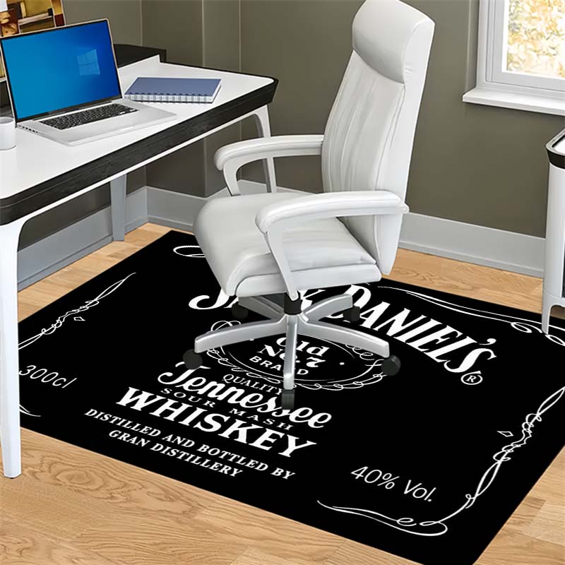 Jack Daniels Whiskey Rug Dark Wood Rivet Frame Logo Print Area Rug Floor Mat