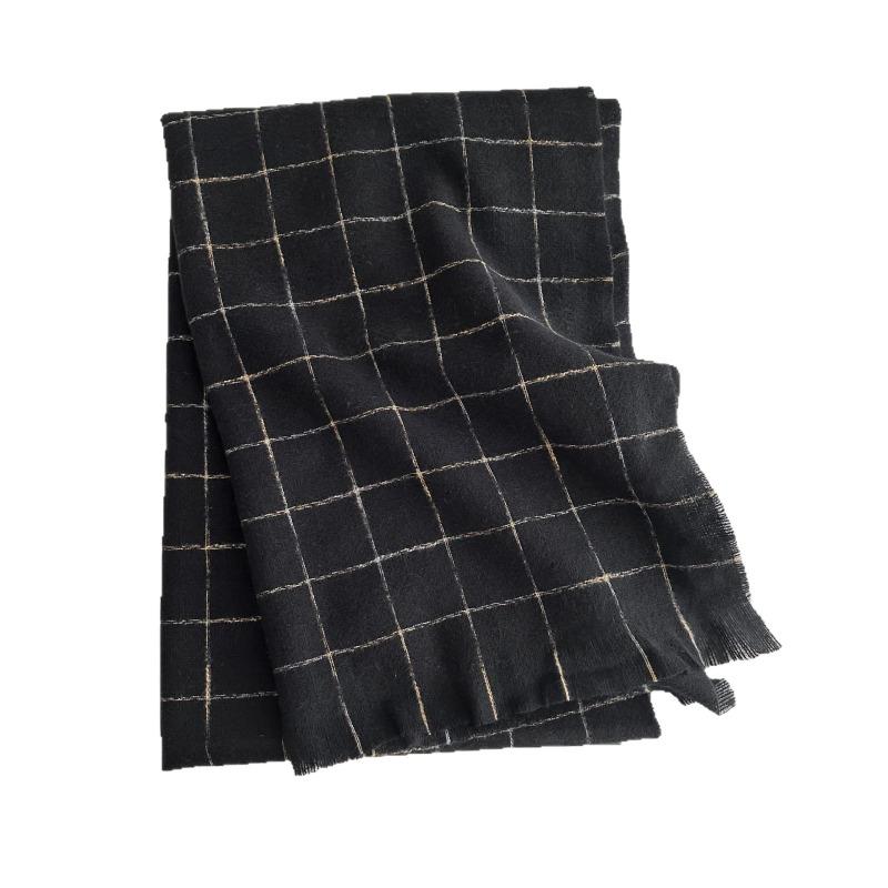Super soft imitation cashmere checkered women's winter soft new scarf short beard warm simple versatile thickened shawl