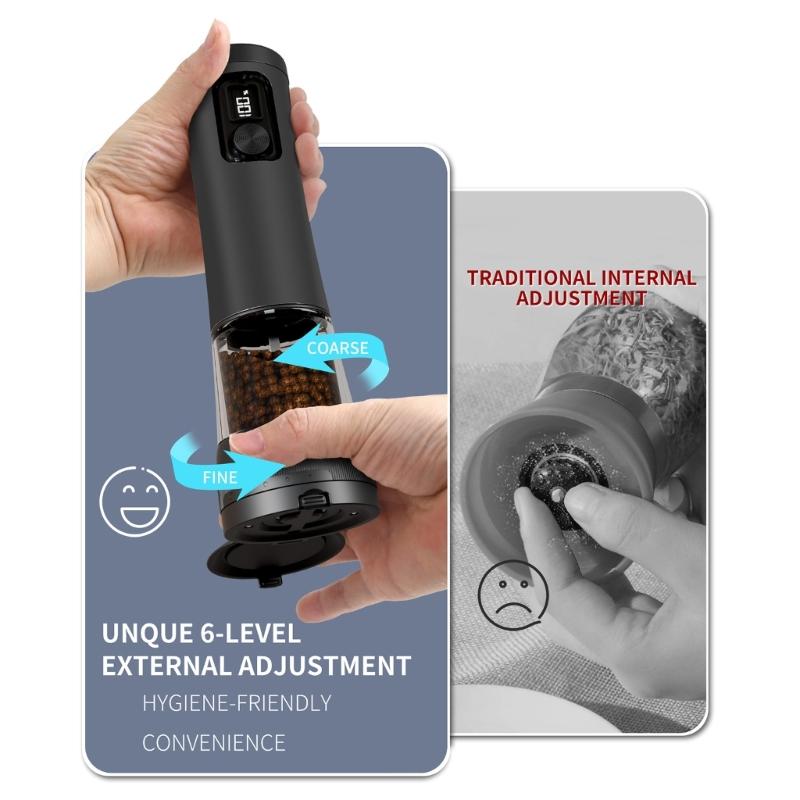 USB C Rechargeable Electric Salt Pepper Grinders With 100ml Large Capacity Clear Window And Dustproof Base For Kitchens