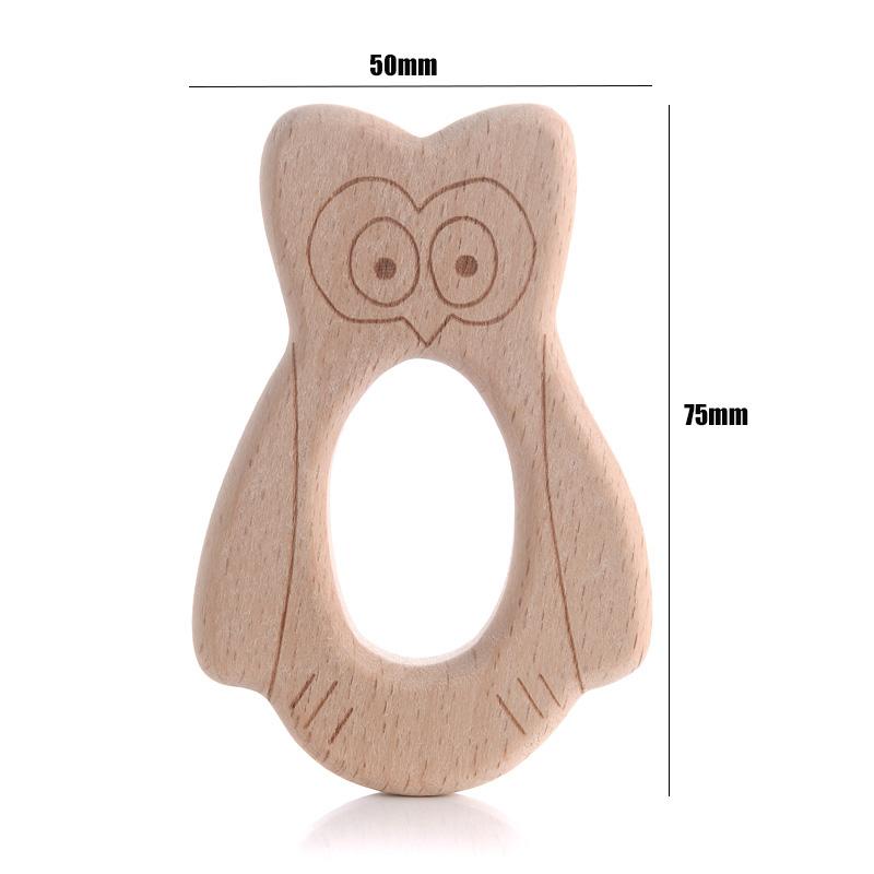 1Pcs Wooden Rodent Teethers Baby Cartoon Animals Rainbow Ice Cream Beech Teether Pendant For Baby Pacifier Chain Nurse Gifts Toy