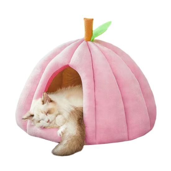 Plush Pumpkin Pet House with Removable Cushion Autumn Winter Warm Small Medium Dog Cat Bed Cave Plush Indoor Kitten Puppy Sleeping Nest