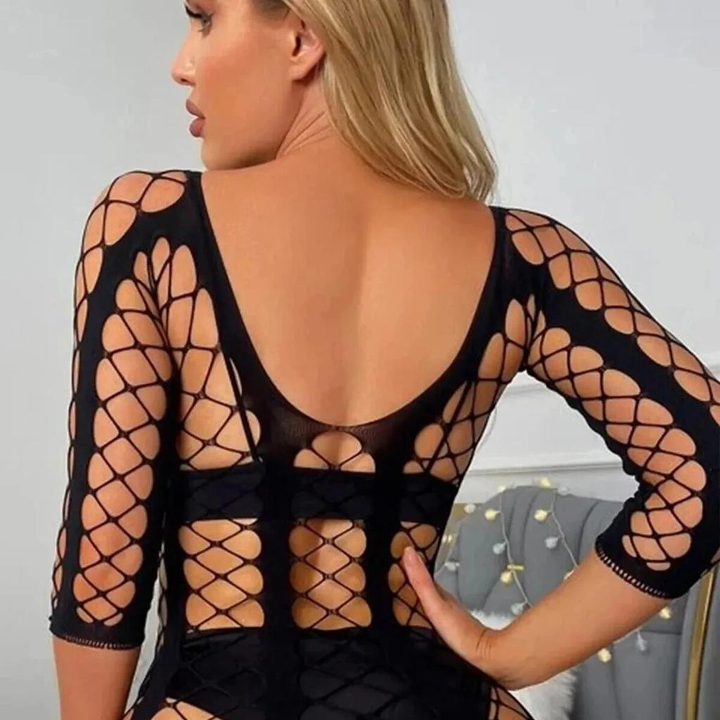 Hollow Out Sheer Mesh Bodycon Mini Dress Summer Women's Bathing Suit Cover Ups Long Sleeve Swim Beach Top Sexy Outfits