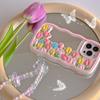 Cartoon Wave Edge Tulip Mirror Phone Case Compatible for iPhone 14 13 12 Pro Max 11 7 8 Plus X XS XR X Max Stereoscopic Silicone Protective Cover