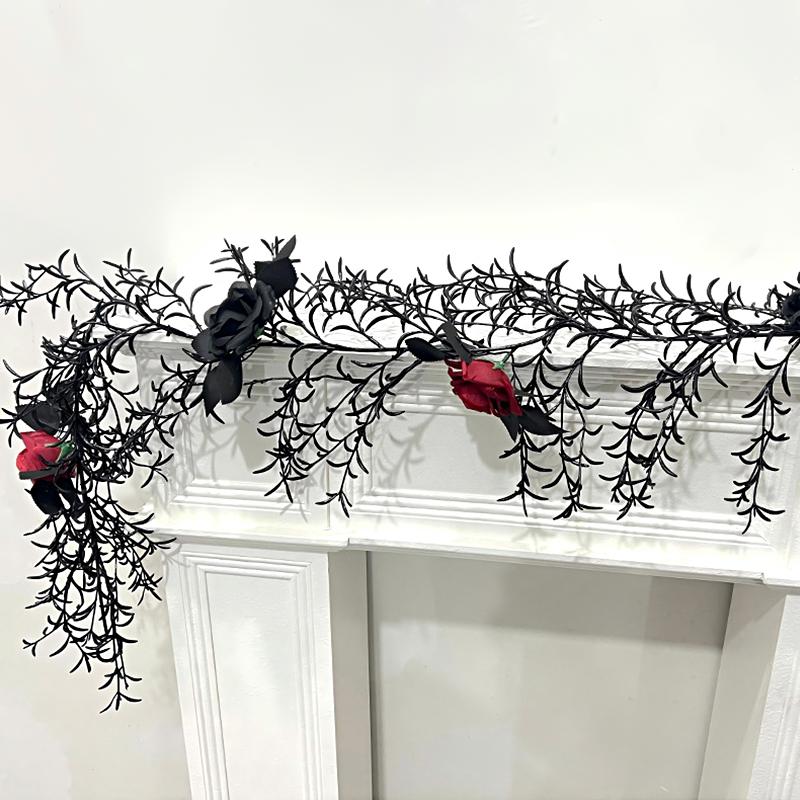 Halloween Simulated Rose Ornament Simulated Vine Party Plastics Ornament Silk Flower Decorative Hangings Home Garden 180cm
