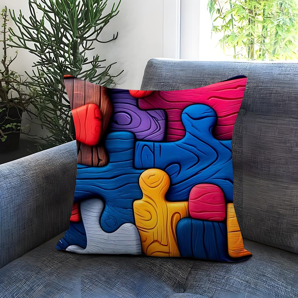 Puzzle Cushion Cover Comfortable Reversible Pillow Cover Ideal for Car Sofa Bedroom Beyond