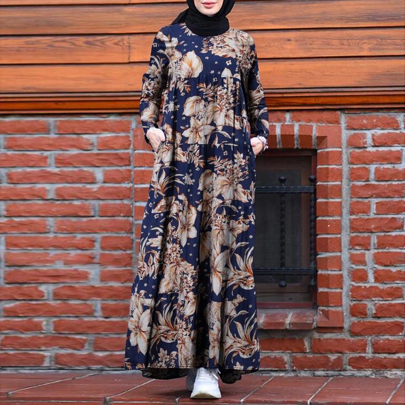 Buy Abaya Turkey Hijab Dress Women Vintage Floral Printed Maxi Sundress  Summer Long Sleeve Kaftan Muslim Vestido at affordable prices  free  shipping, real reviews with photos  Joom