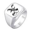 Engrave Custom A-Z Initial Picture Rings for Men, Stainless Steel Male Signet Ring, High Polished Finger Jewelry Gift Father Day