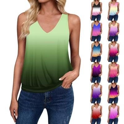 Tanktops für Damen, lockere Passform, ärmellos, V-Ausschnitt, Retro-Print, T-Shirt, lässige Sommerblusen für Damen