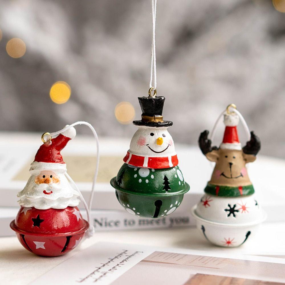 Lovely Iron Christmas Hanging Bell Bell DIY Cartoon Santa Claus Red Green Jingle Bells