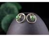 Gold-Plated 925 Sterling Silver Hetian Jade Two-Way Stud Earrings for Women with Certificate