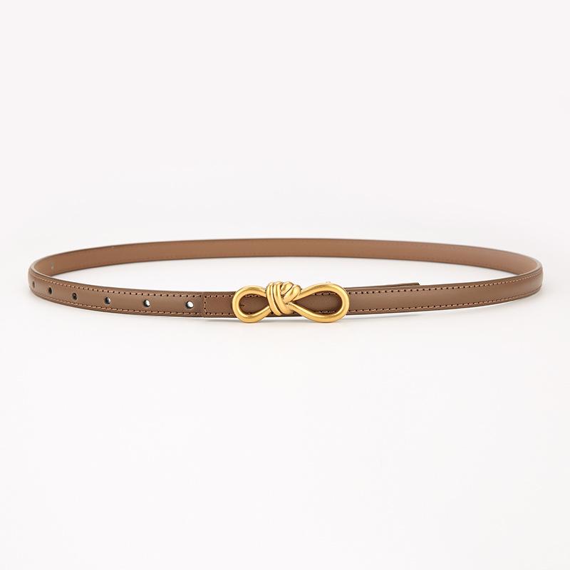 2025 Women's Versatile Genuine Leather Bowknot Waist Cinch - Thin Decorative Belt for Skirts and Shirts