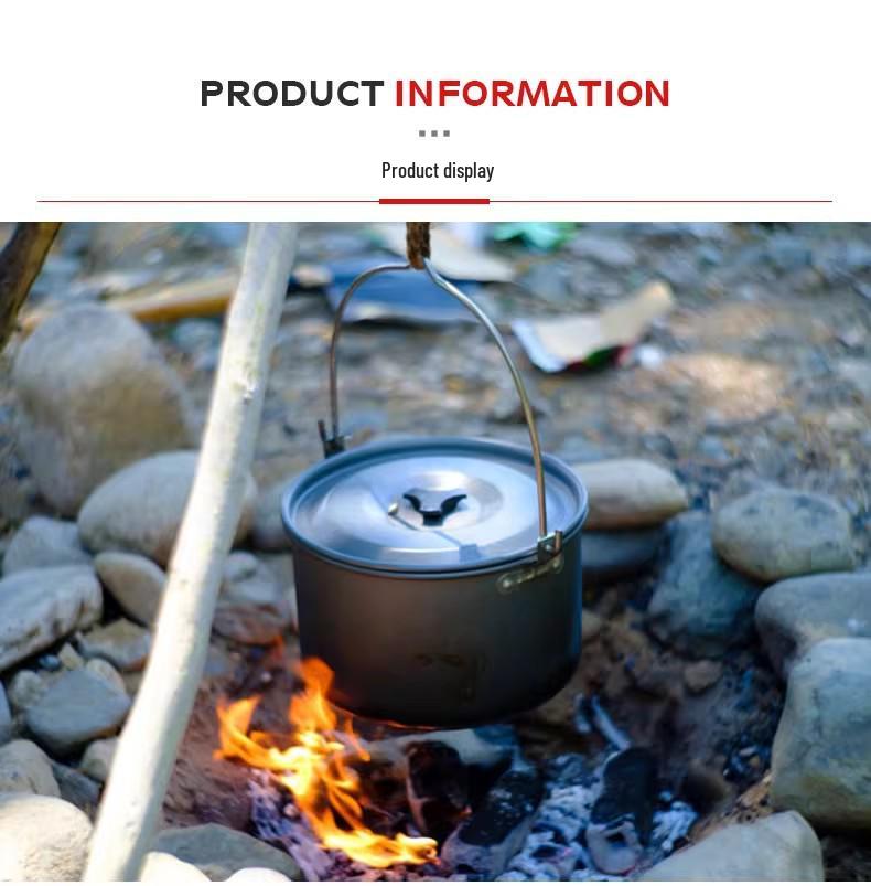 8L Ultra-Light Aluminum Hanging Pot for Camping & Cooking