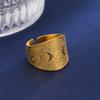Titanium Steel Open Ring With Double Moon And Pentagram Design Punk Jewelry For Men