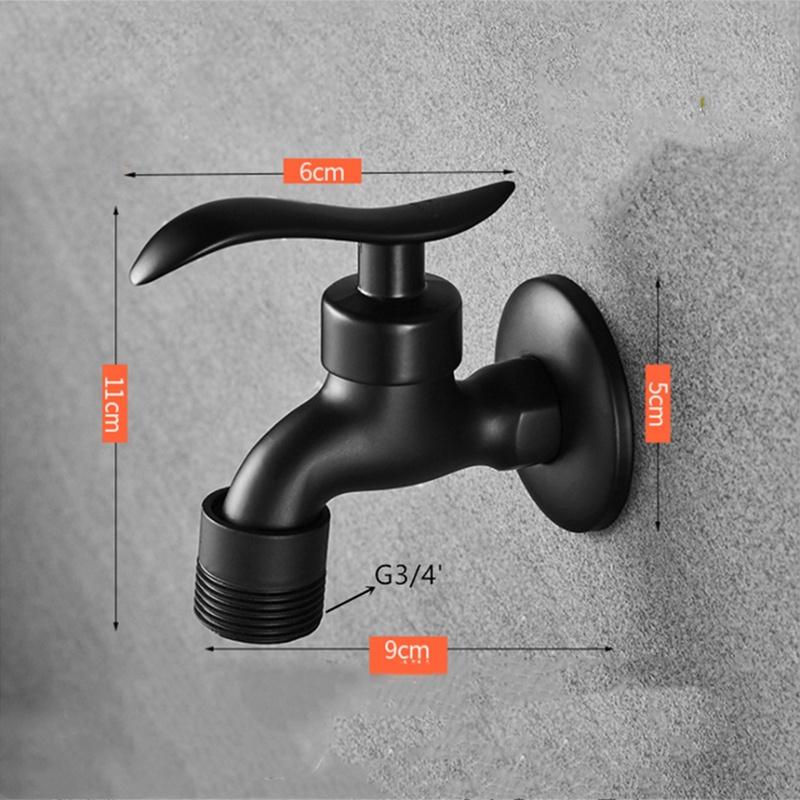 Black Brass Faucet Single Handle Washing Machine Mop Pool Faucet Wall Mounted Laundry Bathroom Water Tap 1Pc