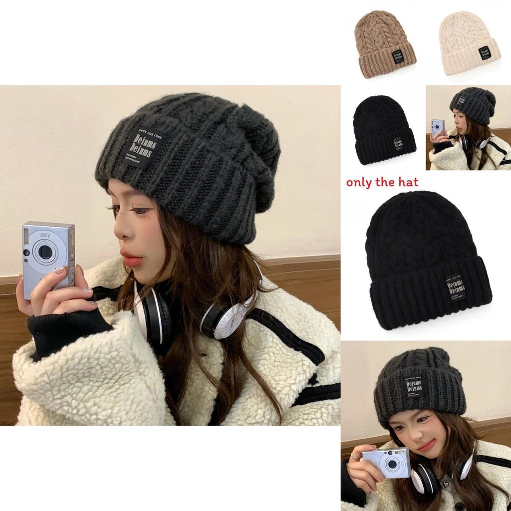Knit Hat With Embroidered Letters For Winter Warmth And Windproof Protection
