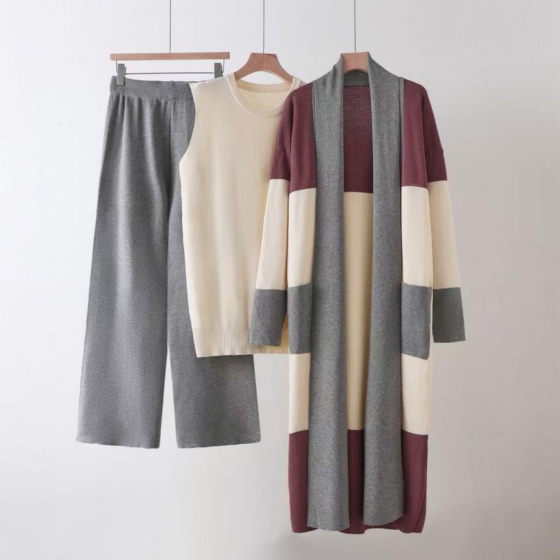 

2025 European Fashion Loose Knit Cardigan & Wide-Leg Pants Set One Size