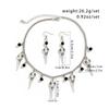 Gothic Choker Earrings Punk Skull Pendant Necklace and Earrings Set Jewelry