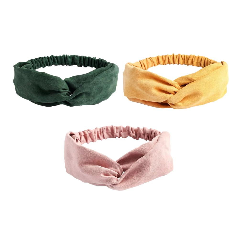 Solid Headbands for Women Twist Knotted Boho Suede HairYoga Workout Head Bands For  Sweet Bow Headwrap Vintage Hair Accessories