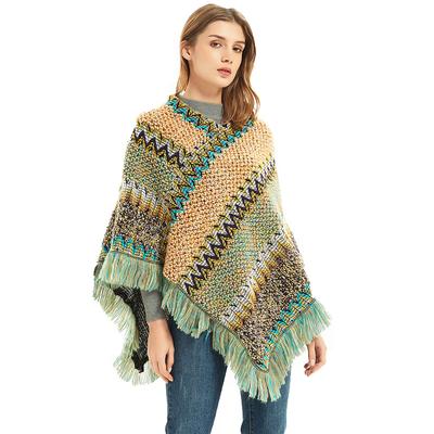 Women's Vintage Fashion Spring Autumn Winter Pashmina Ethnic Style Travel Shawl Pullover Tassel Cape