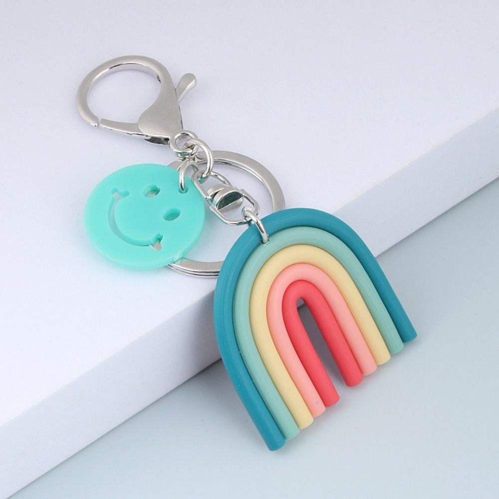 

Fashion Rainbow Keychain Lovely Car Key Pendant Smile Face Key Ring Jewelry Gifts