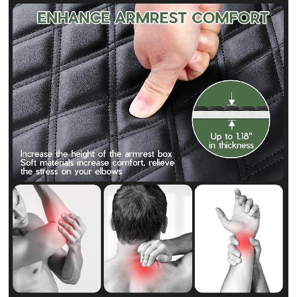 Center Console Cover Compatible With Ford F150 2015-, F250 F350 F450 2017-, Expedition 2018-2024, PU Leather Armrest Box Cover, Truck Interior