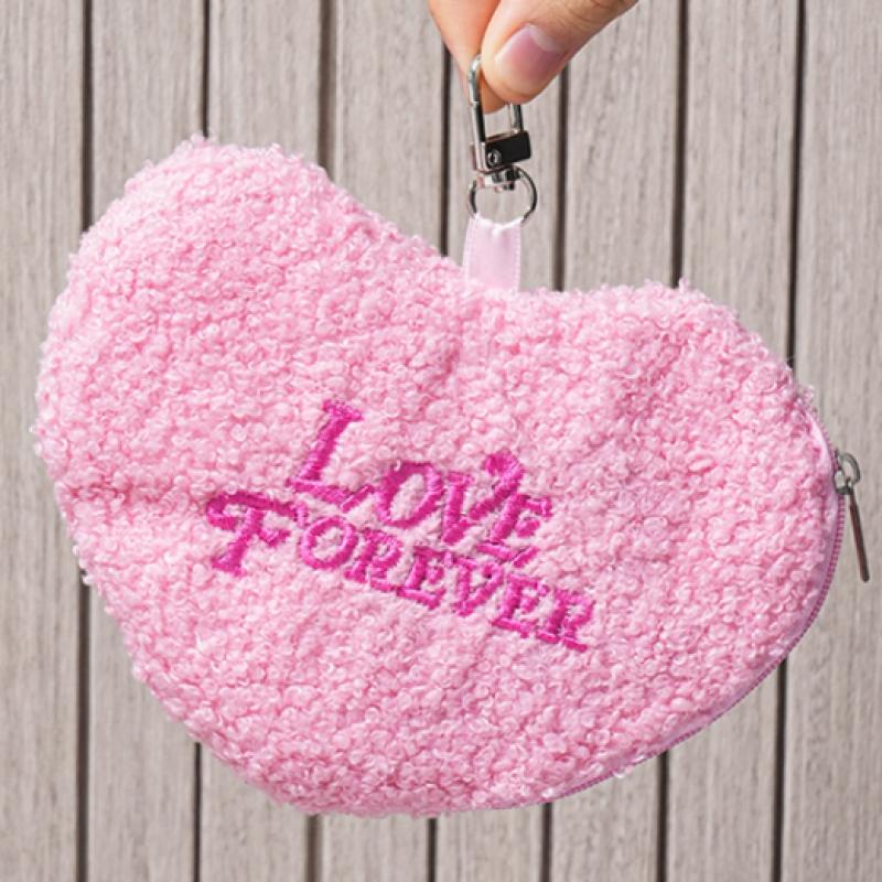 Daiso Y2k Heart Embroidery Coin Purse