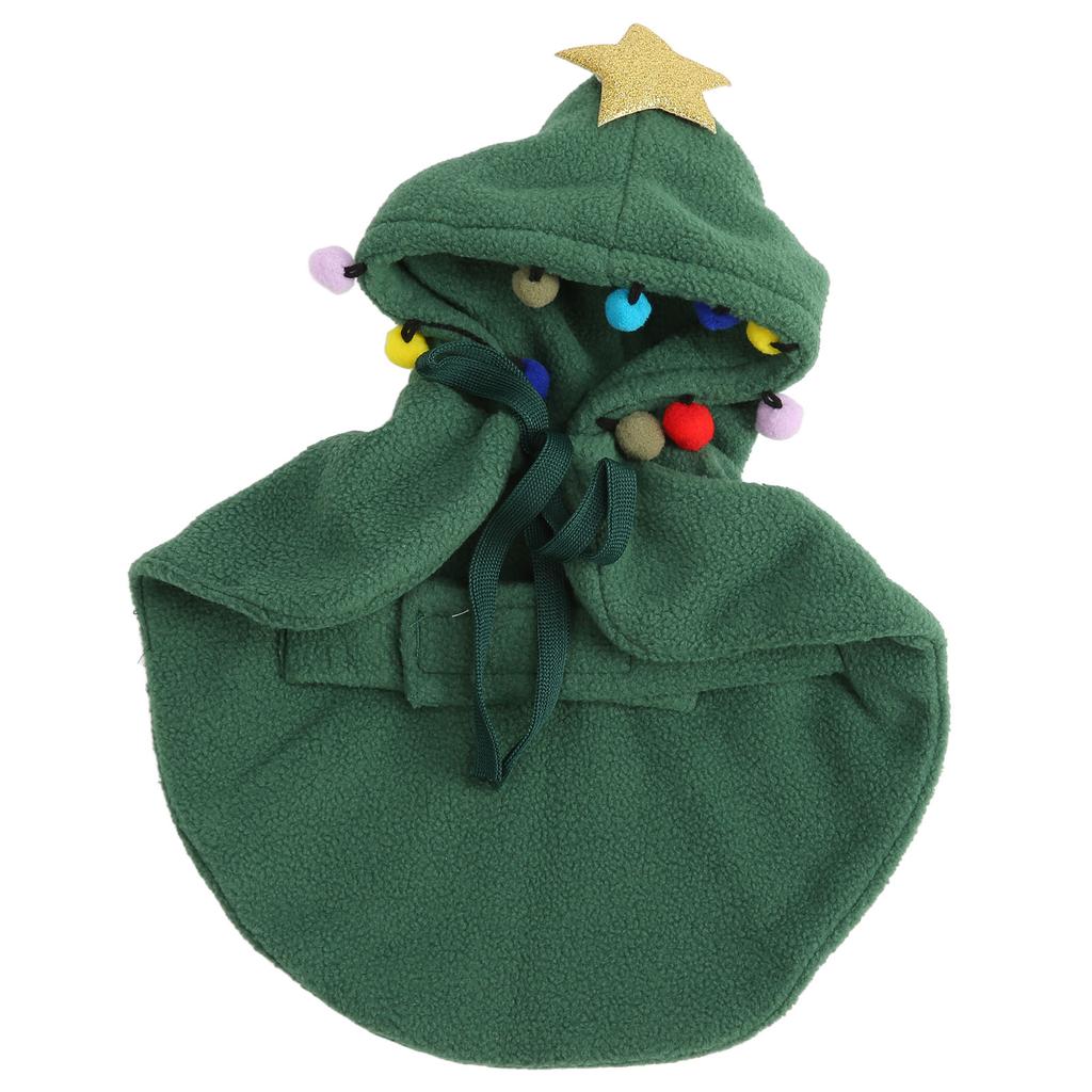 Cat Christmas Cape Warm Puppy Xmas Cloak with Star and Pompoms for Small Medium Pets