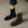 Krazing Pot Cow Skin Winter Round Toe Chunky Heels Motorcycle Boots Size 43 Zipper Women Platform Ankle Boots
