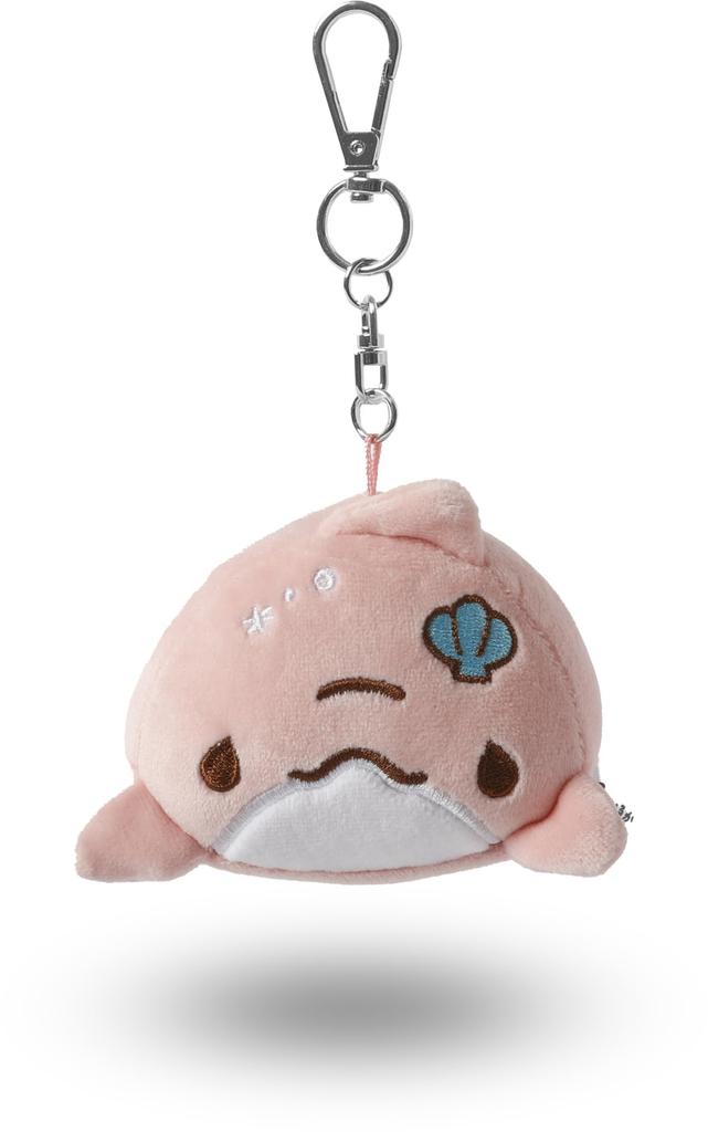 [Many a Little] Loose Dolphin Plush Toy with Squishy Face Mascot Keyring  Dolphin Keychain Keychain Ball Chain (Pink Dolphin)