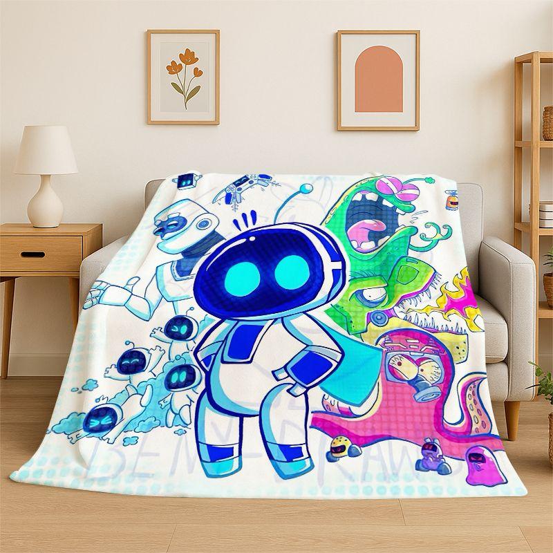 Game A-Astro Bot Cartoon Robot Soft Flannel Throw Blanket,Cozy Blanket for Bed,Couch,Sofa,Bedroom,Living Room,Travel,Camping