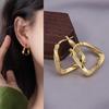 Retro Hong Kong Style Hoop & Stud Earrings: Light Luxury French Design with Irregular Copper Ear Cuffs